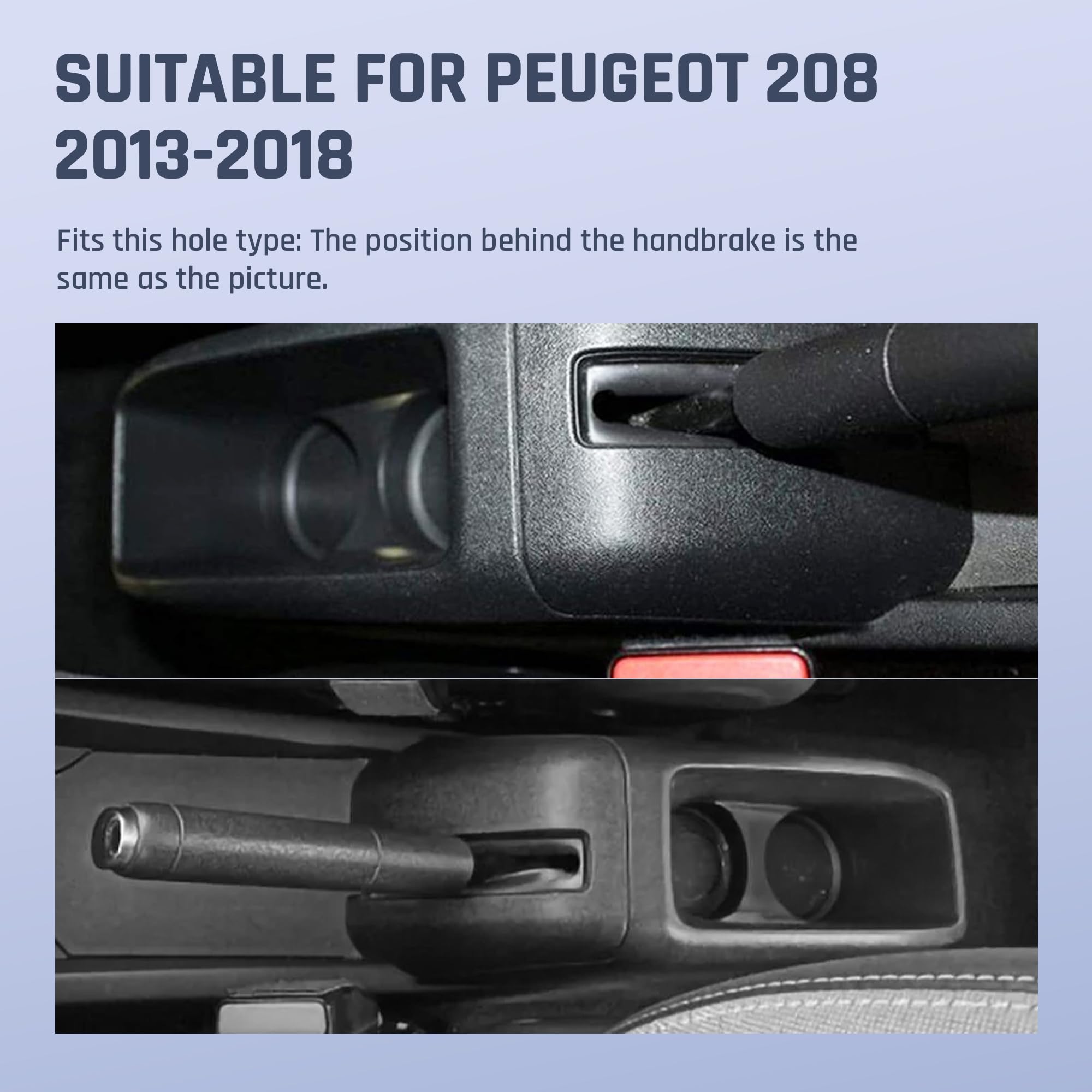 Podłokietniki samochodowe do konsoli środkowej Peugeot 208 2013-2018, podwójna warstwa miejsca do przechowywania z uchwytami na kubki, łatwy montaż, tylna szuflada do przechowywania, wygodna i