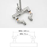 SJQKA-Stainless Steel Wall Mounted Tap Kitchen Wall 360° Rotatable Single Lever Mixer Tap Cold Water Tap Mixer Tap Eccentric S-Connections Distance Between Mounting Holes 63MM - 240 Mm - 7