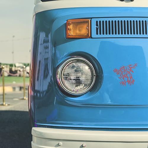 Miniatura 6 de Moioee 2 piezas de calcomanías Joker Haha para parabrisas de coche, calcomanías serias y malvadas para ventana de carrocería, parachoques, portátil,