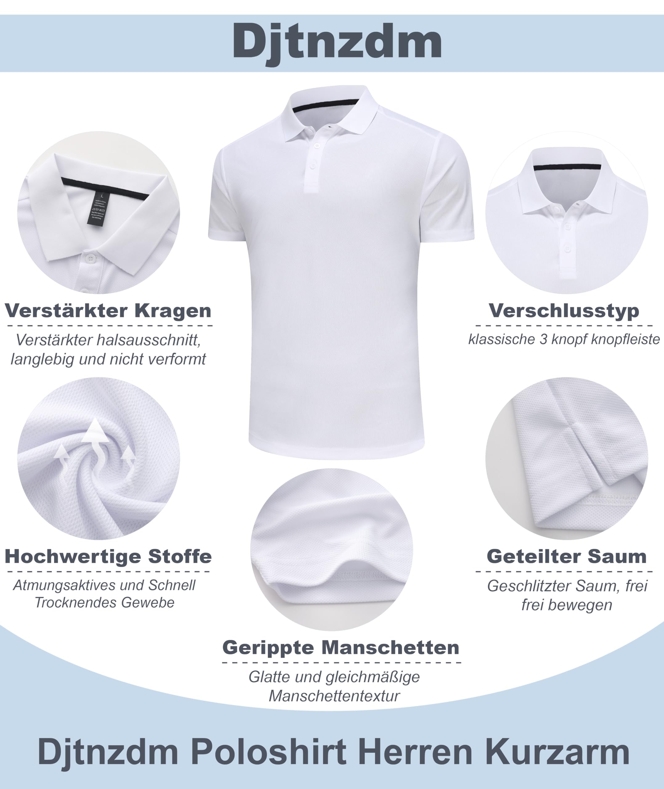 Djtnzdm Polo Uomo Manica Corta Traspirante Polo Estivo Uomo Casual Polo Sportiva Uomo Tennis Polo Shirt Uomo con Bottoni Basic Golf Tennis T-Shirt Regular Fit