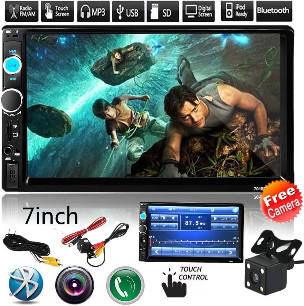 Double Din Car Stereo, 7-Inch Touch Screen Car Radio MP3/MP5/FM Player Supports Bluetooth/USB/TF with Remote Control