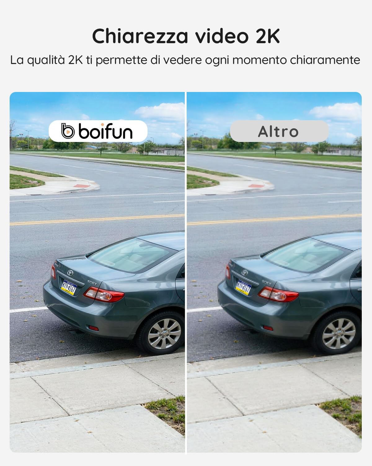 BOIFUN Videocitofono Wifi 2K UHD Campanello Senza Fili da Esterno con Suoneria e Allarme Immediato, 166°Angolo Visuale, Rilevamento Umano PIR, Audio Bidirezionale, Batteria ricaricabile, IP65, 2.4Ghz