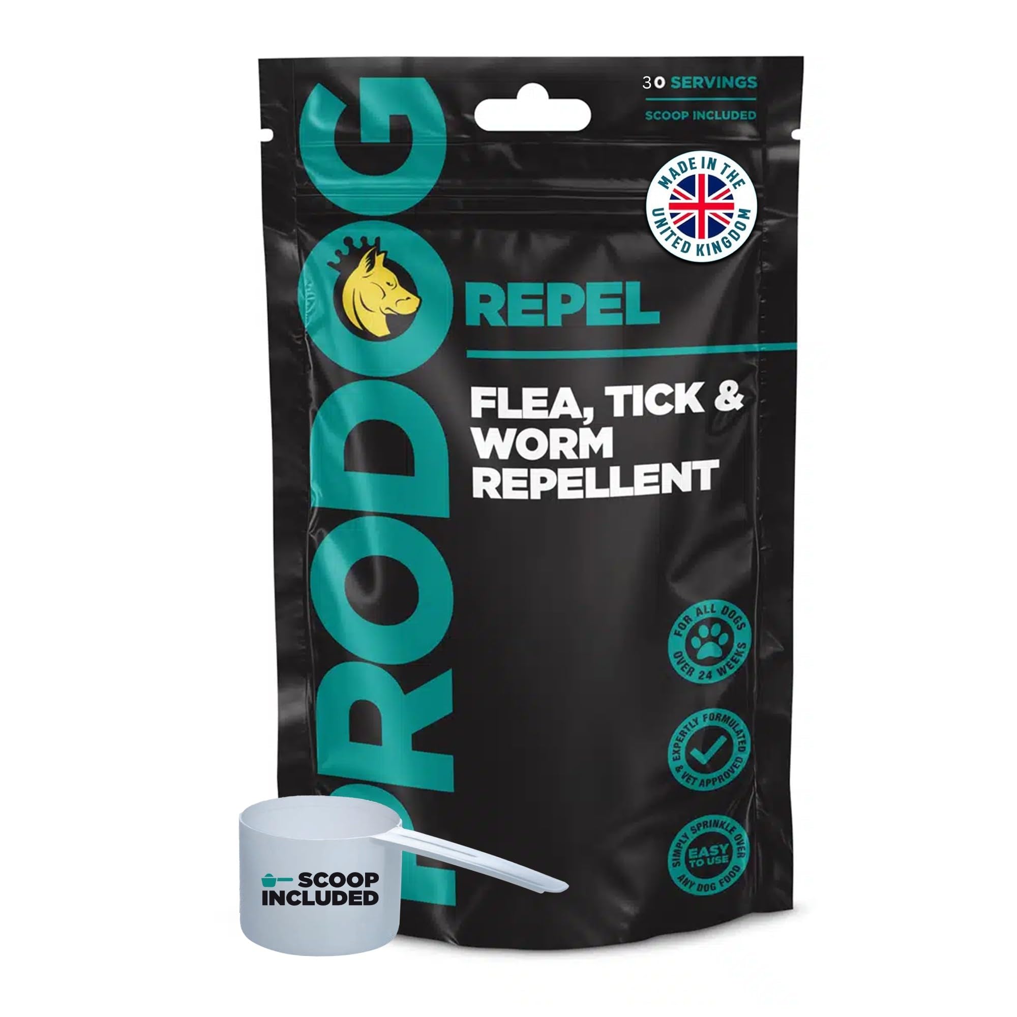 ProDog Repel Plant Based Flea, Tick & Worm Supplement for Dogs - Daily Herbal Gut, Skin & Immune Support | Meal Topper with Kelp, Neem, Black Cumin & Holy Basil | For Dogs 6 Months+ - 150g