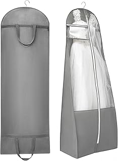 ANZORG 70" Bridal Wedding Dress Bag for Long Gowns Travel Garment Bag for Prom Evening Dress Petticoat With 15.7" Gusset (GREY)