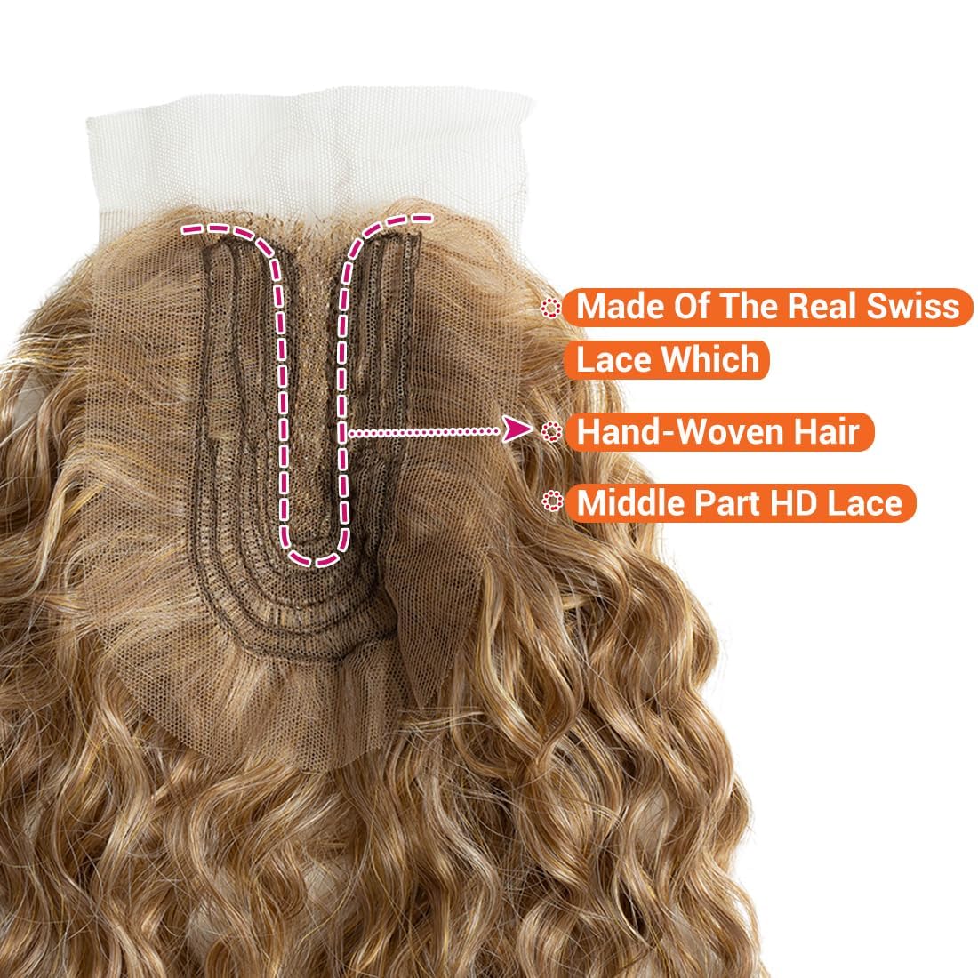 30 Zoll Kinky Wave Hair 6Bundles mit Spitzenverschluss 7Piece/Pack Ombre Brown Long Kinky Curly Hair Bundles Hitzebeständige Kunsthaar-Web-Extensions für Frauen (T12/22A # 30 Zoll 7 Stück)
