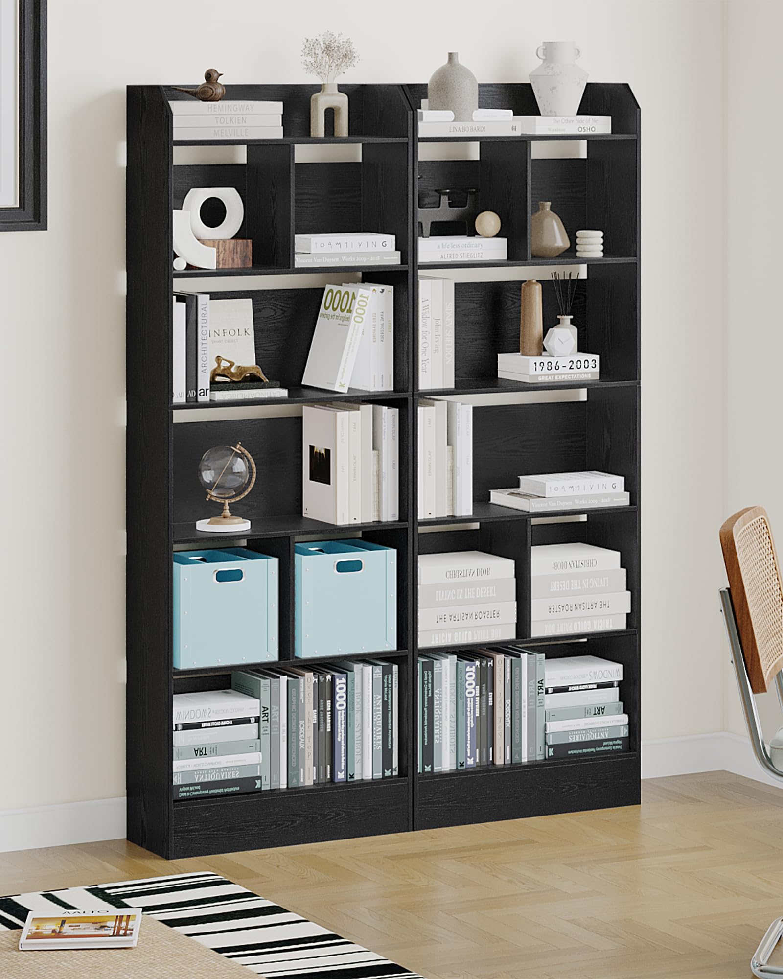 Hzuaneri Librería Estantería Blanca De 6 Compartimentos | 24x60x170 Cm | Capacidad 20kg Por Nivel | Anti-Vuelco | Fácil Montaje | Para Salón, Oficina O Biblioteca