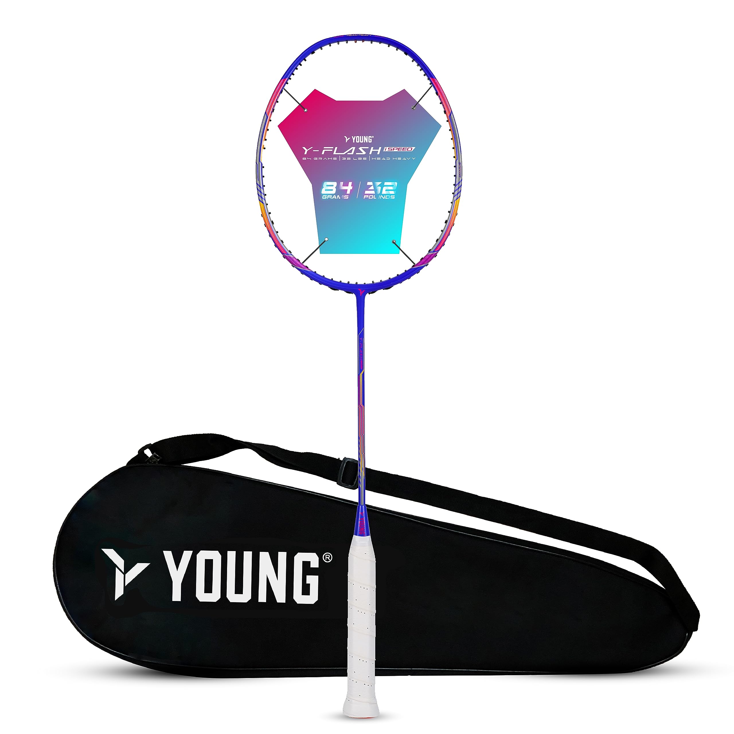 Y-Flash iSpeed (100% Ultra Tech Japanese Graphite, 32LBS) Aero-Dynamic Speed Frame, Head Heavy Performance Grade Badminton Racket with Full Cover (Blue Pink) (B0BW971FV2) Amazon Price History, Amazon Price Tracker