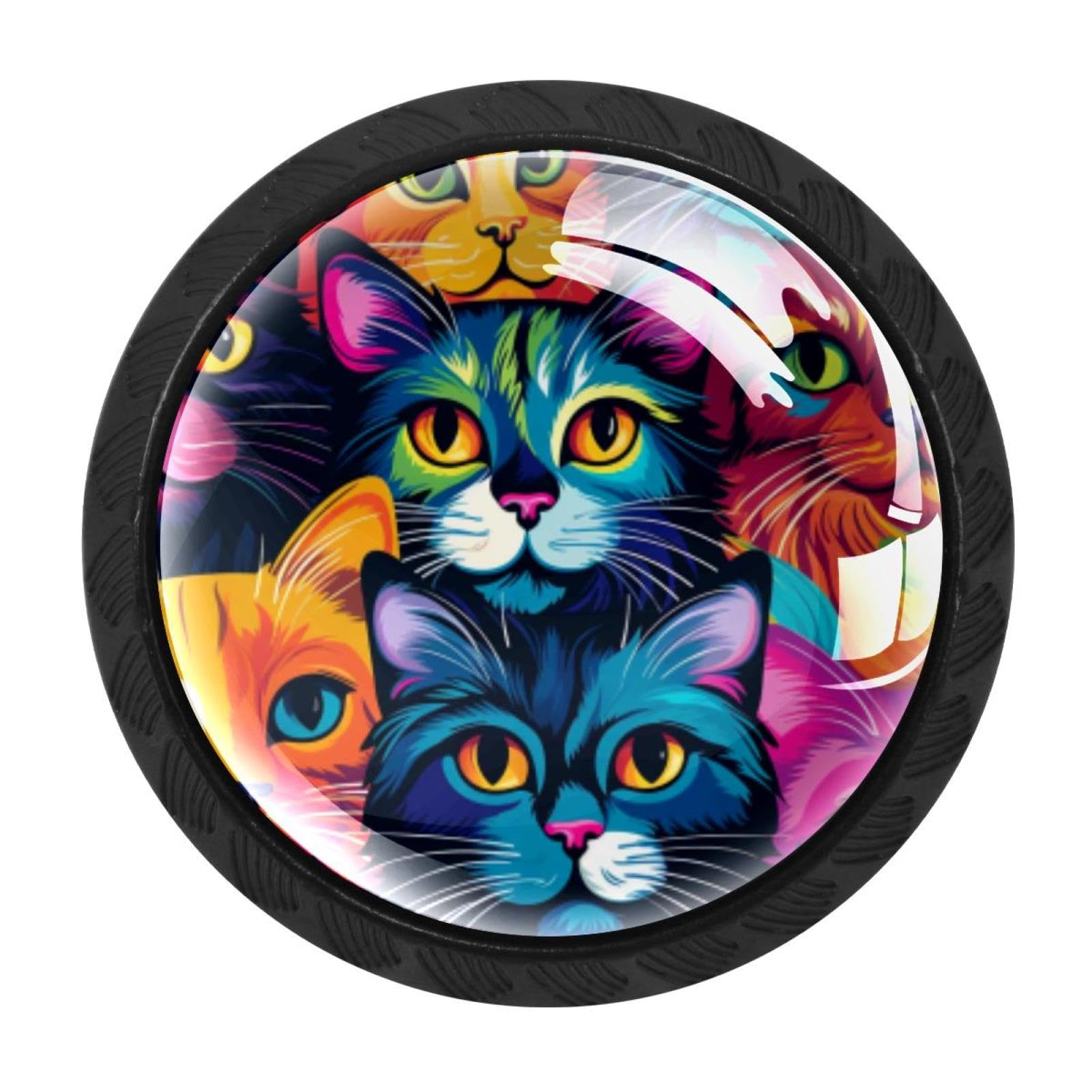 Chenzzzz Multicolored 07 4 Pieces Cat Drawer Knobs, 35Mm Black Cabinet Knobs, Drawer Pulls And Knobs, Dresser Drawer Knobs, Cabinet Hardware Kitchen Cabinet Knobs