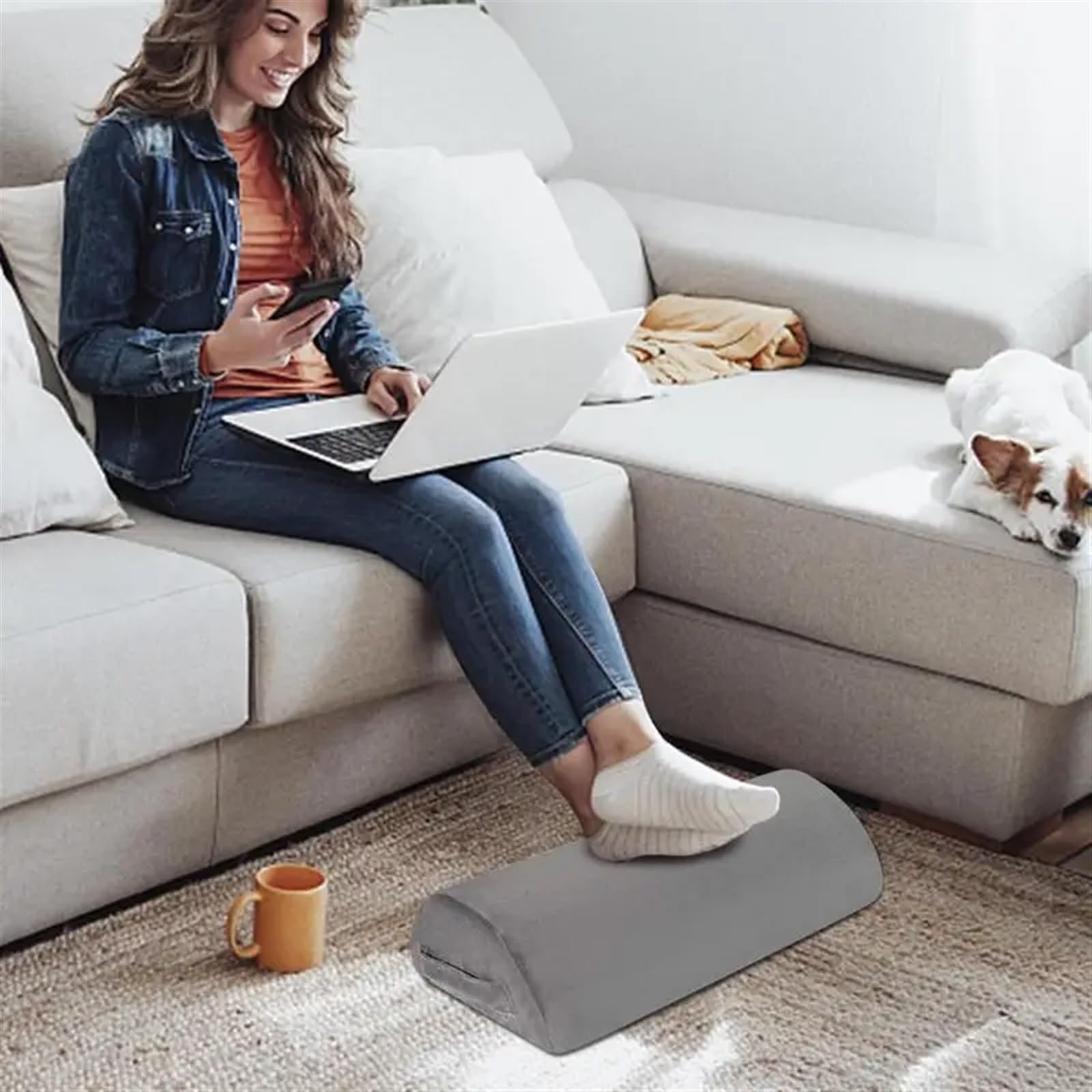 Podnóżek biurowy, Ergonomiczny podnóżek pod biurkiem z pianki Memory - wielokolorowy(Gray)