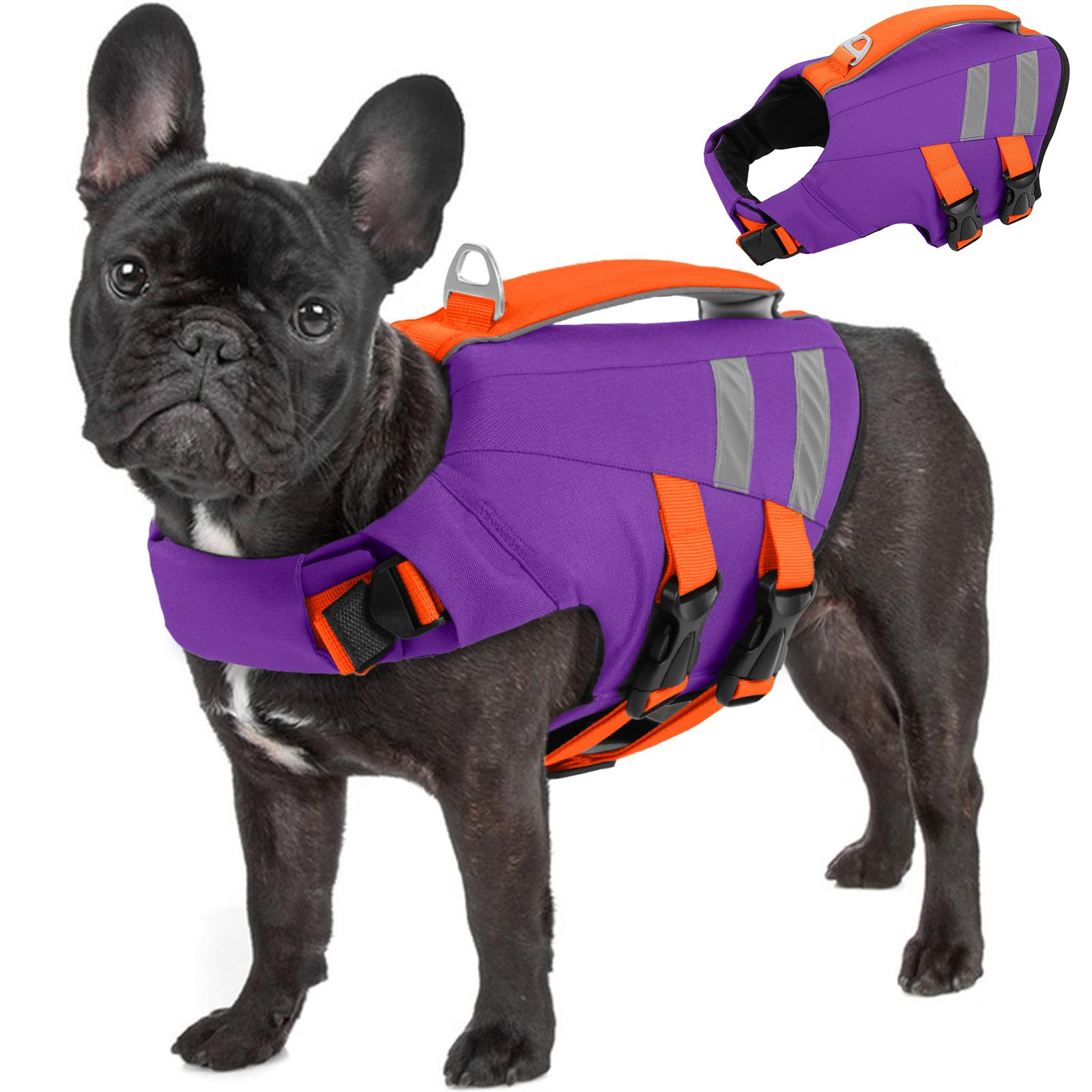 Gilet de natation réglable avec poignée et bandes réfléchissantes