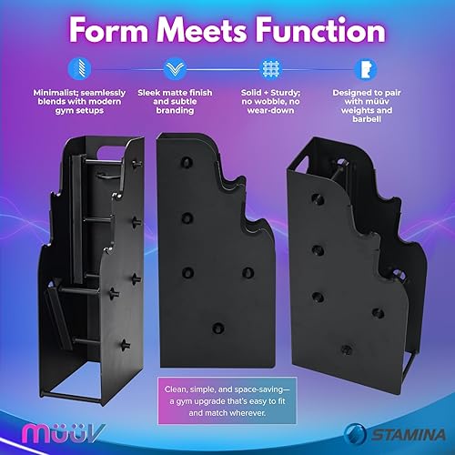 Miniatura 3 de müüv - Juego de mancuernas ajustables 2 en 1 y sistema de mancuernas para gimnasio en casa, juego de pesas de 5 a 40 libras con platos y asas,