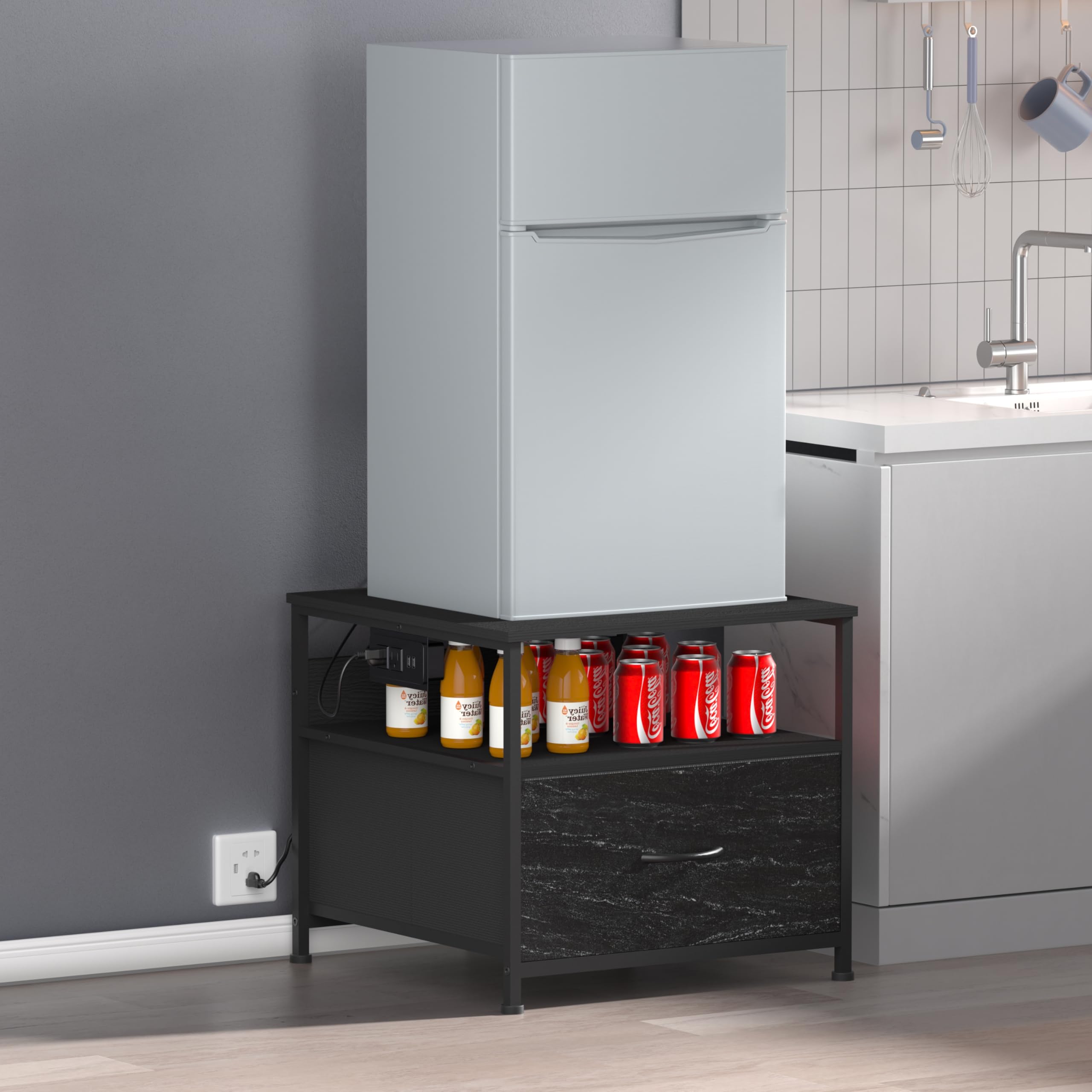 Unionly180 lb Mini Fridge Table with Drawer Fridge Shelf, Mini