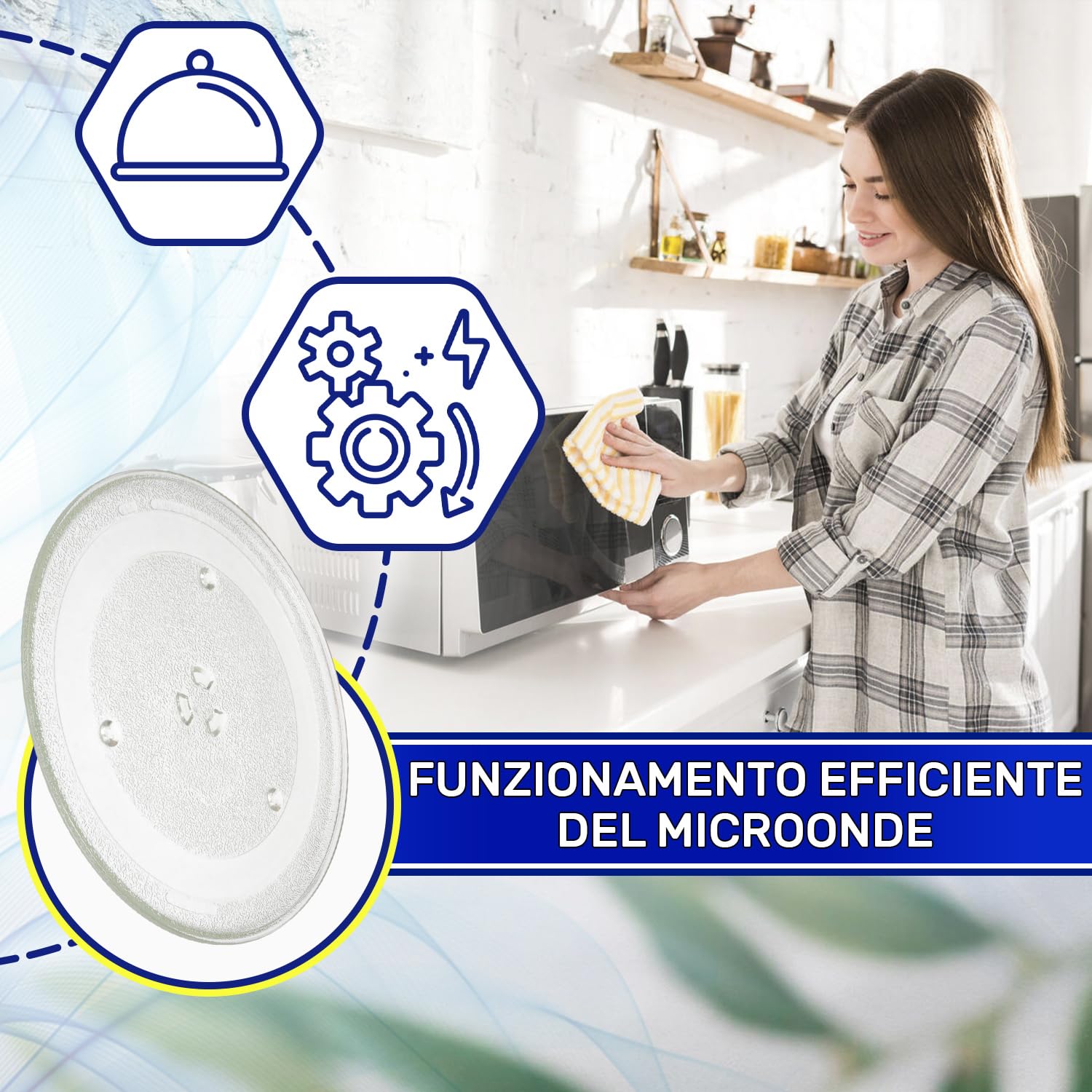Piatto Microonde Universale Ø318 mm Dispone di 3 Fissaggi con Codice Originale DE74-20015B DE7420015B DE74-20015G DE7420015G per Samsung - MONTERAL