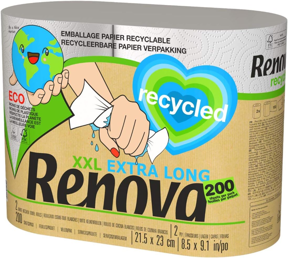 Recycled XXL Paper Towel, 2 Rolls, White, Large