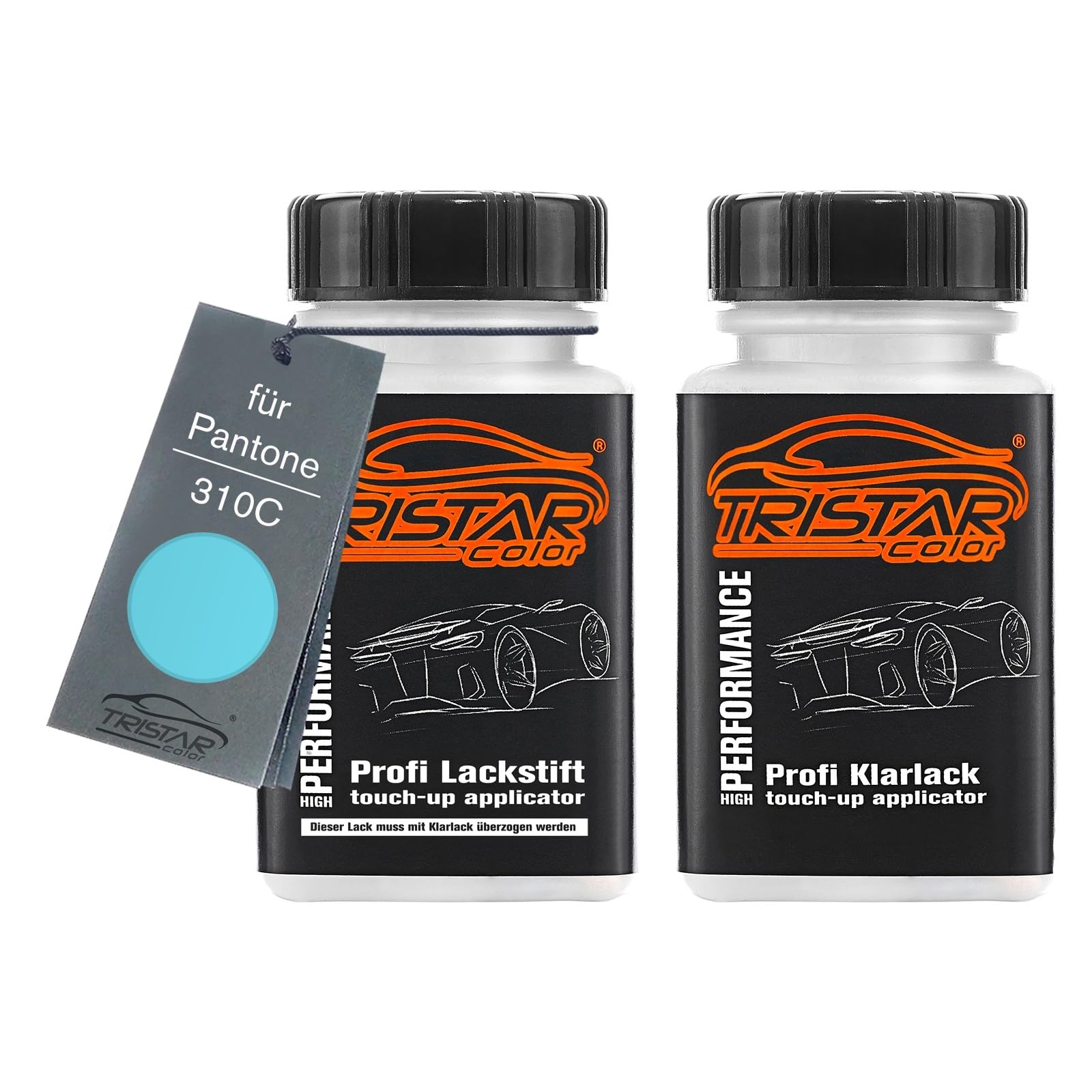 Tristarcolor Blue Car Paint Touch-Up Pen Set For Pantone 310C Base Coat Clear Coat 50Ml Each
