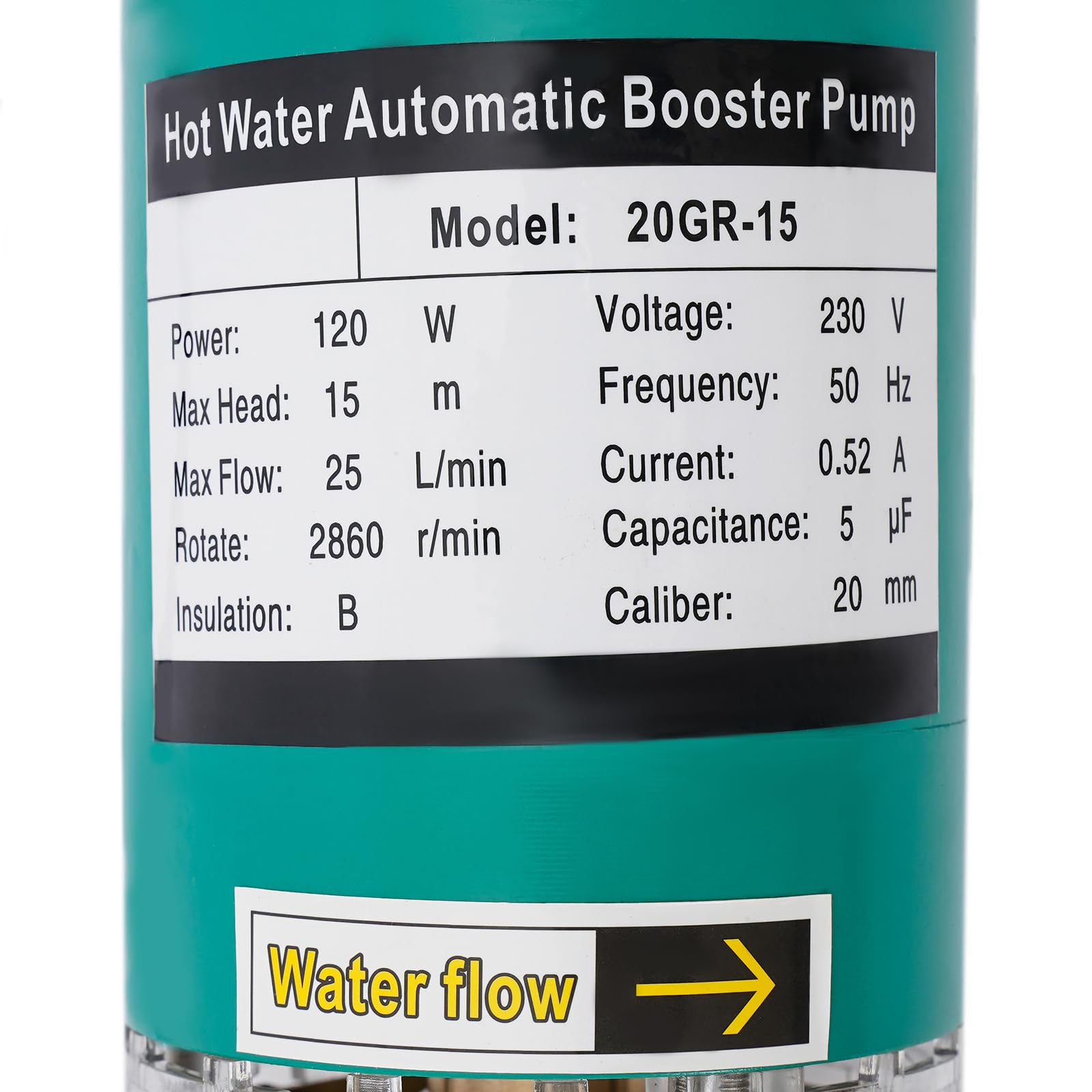 Pompa di aumento della pressione, pompa di circolazione dell'acqua, in acciaio inox, 230 V, pompa a pressione, 25 l/min, pompa per irrigazione per casa/doccia, sistema di riscaldamento a pavimento
