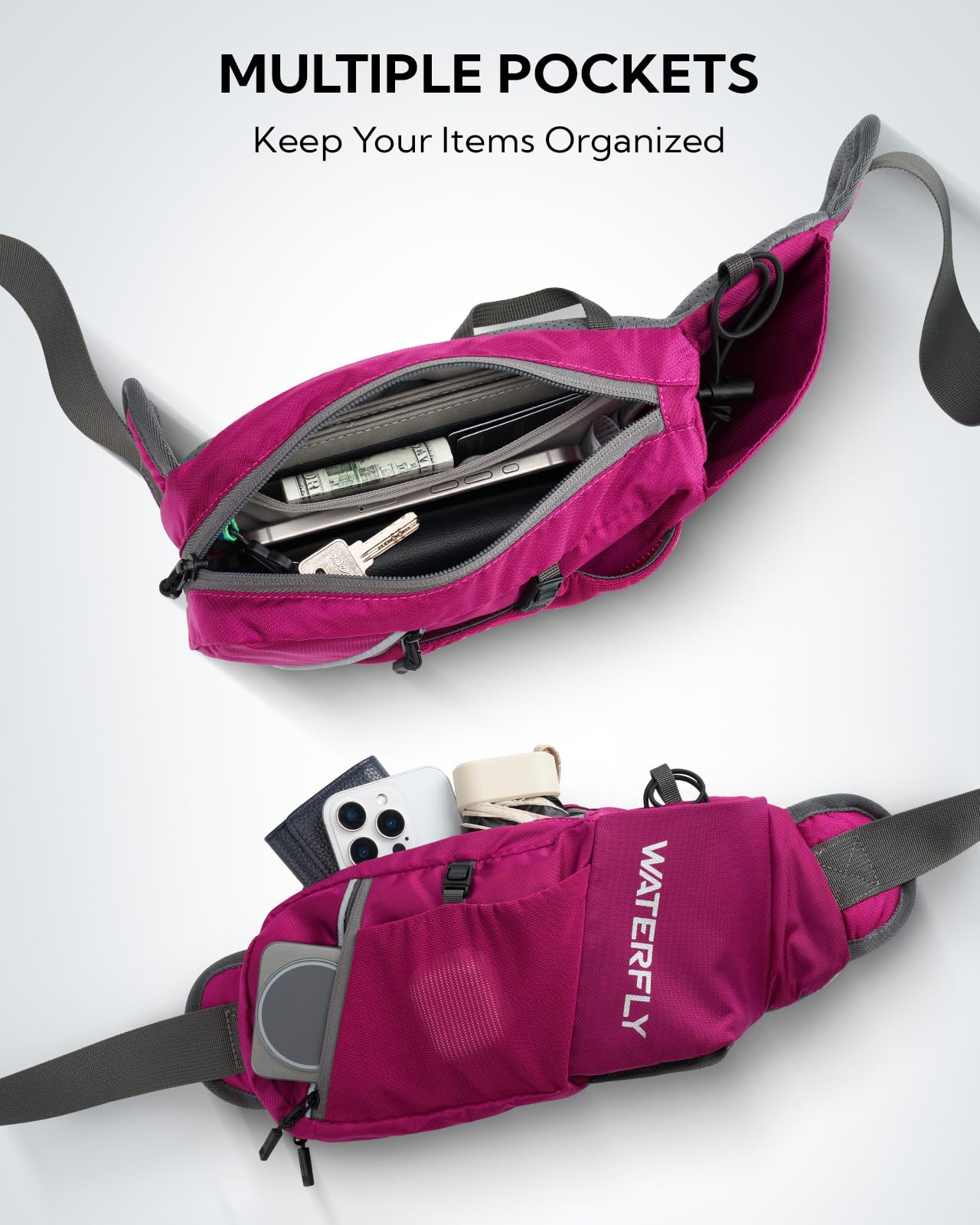 WATERFLY Marsupio Sportivo Uomo Donna con Portaborraccia per Corsa Escursionismo