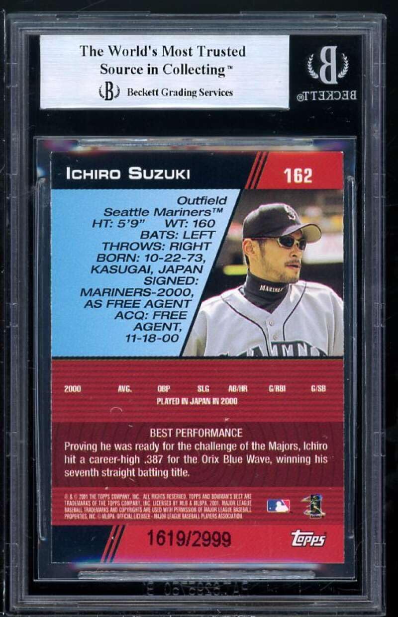 Amazon.com: Ichiro Suzuki Rookie Card 2001 Bowman's Best #162 BGS