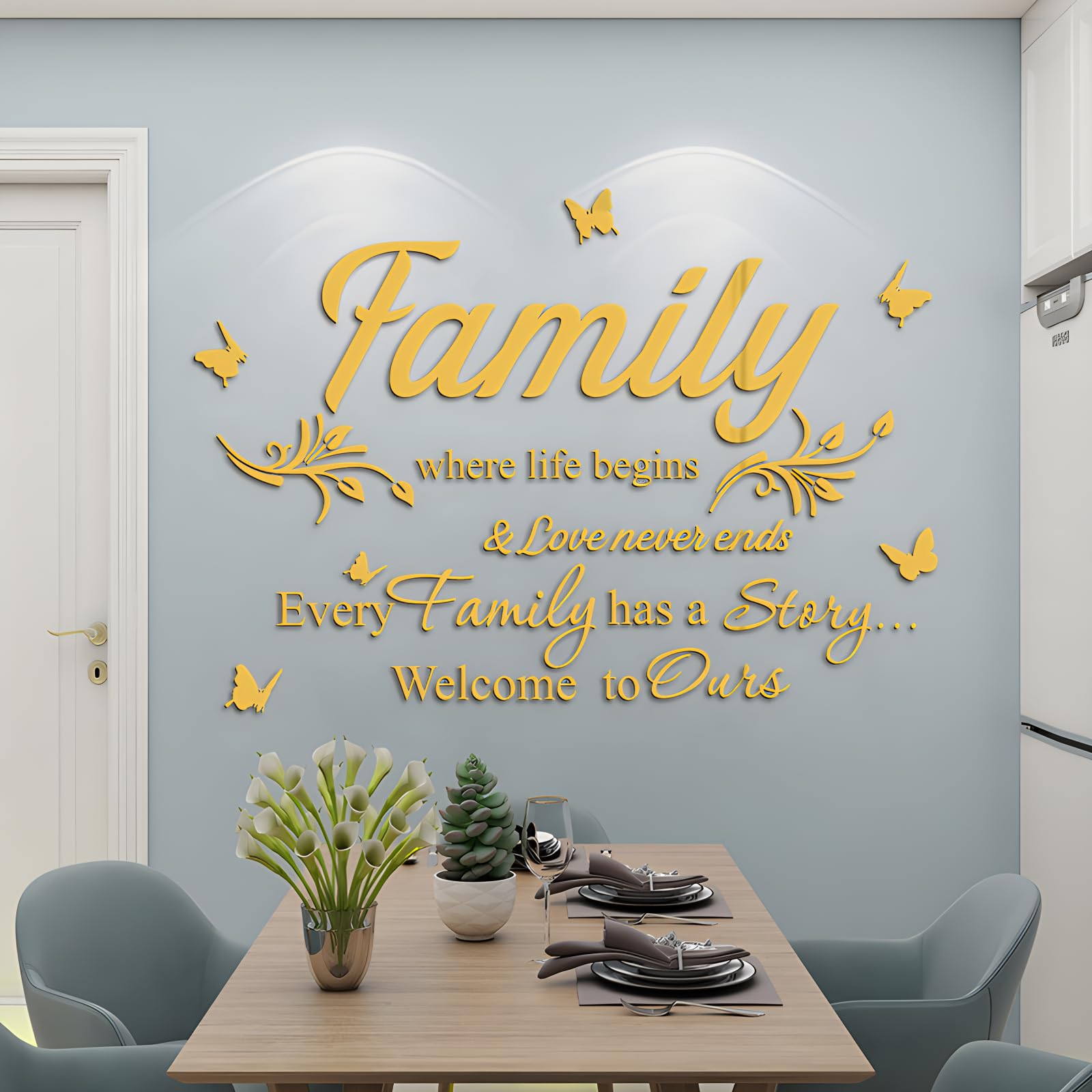 Fkereg Family Where Life Begins & Love Never Ends Every Family Has a Story Welcome to Ours Mirror Wall Decals Stickers - Image 2