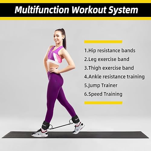 Miniatura 5 de Ankle Resistance Bands with Cuffs, Resistance Bands for Leg Butt Training Exercise Equipment, 2 pas Ankle Strap with 4 pcs Resistance Bands for Hip,