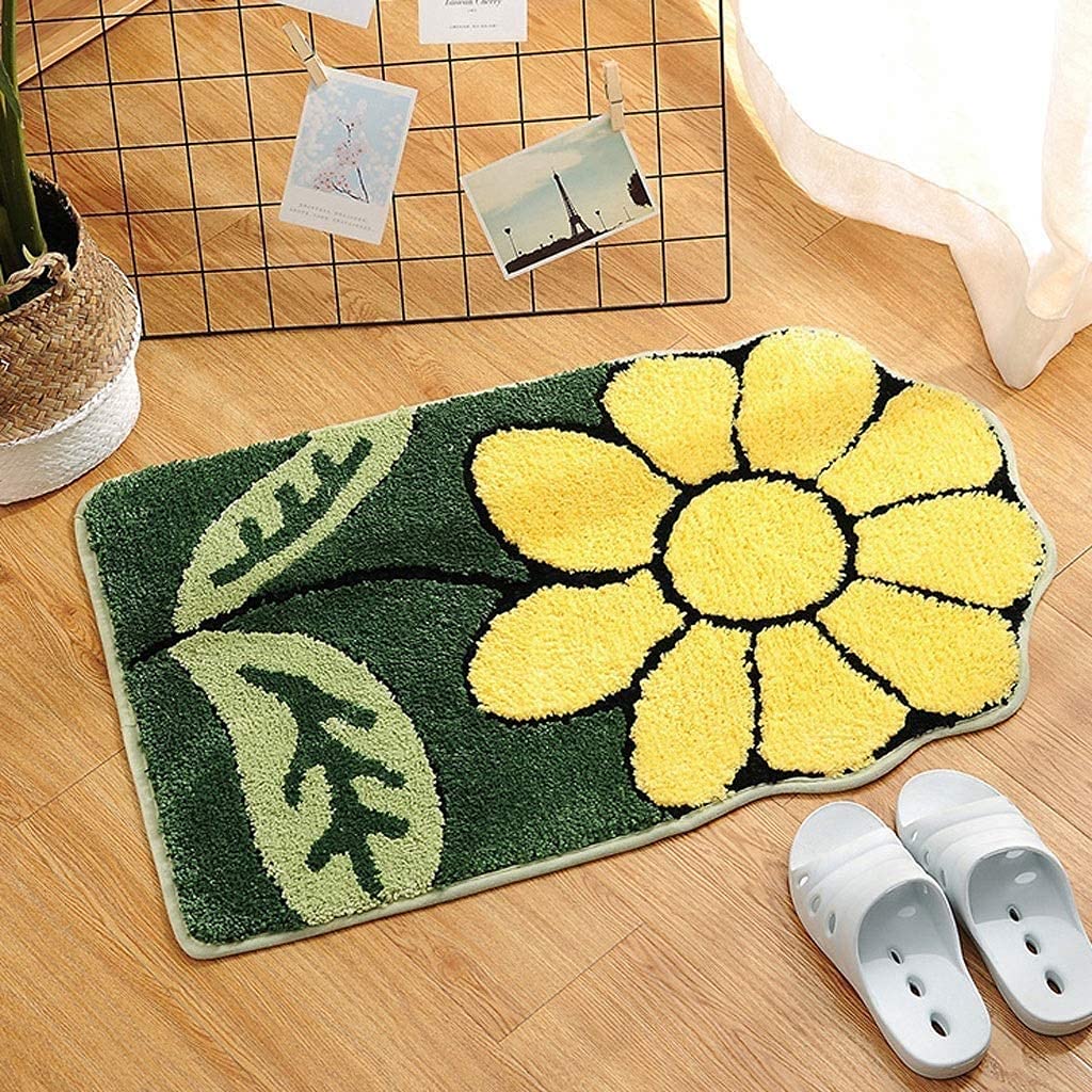 Eden Living Sunflower Leaf Shape Doormat/BATHMATFloor Mat Leaf Shape Kitchen Carpet, Entrance Mat for The Bedside, Living Room Dust-Proof Fluffy Mat