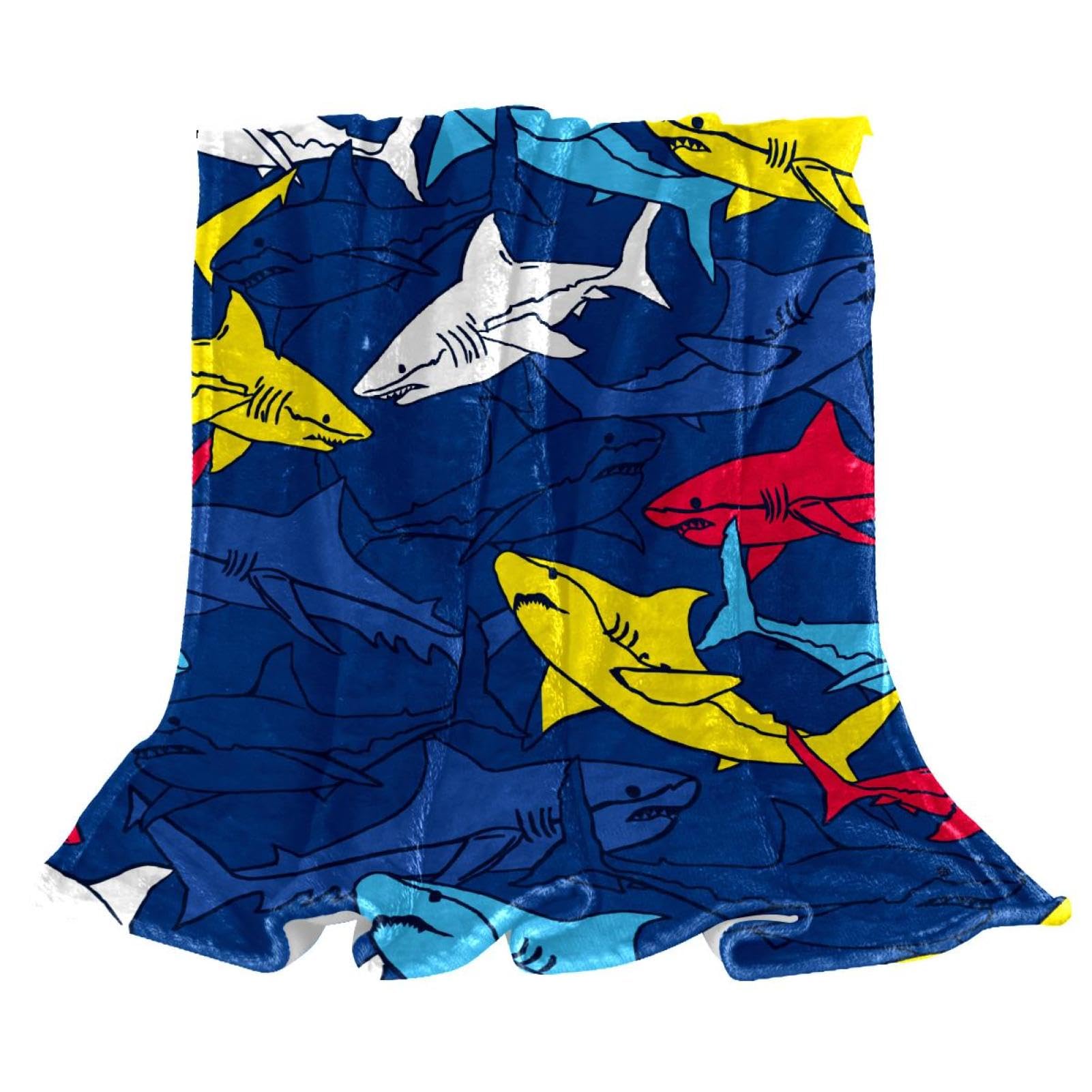 Couverture polaire requins océan anti-froid pour canapé et bureau
