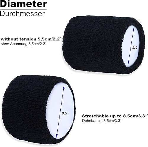 Miniatura 6 de Banda para sudar al aire libre para muñeca, bordada, absorbente de sudor, banda de brazo negra de tela de rizo para deporte