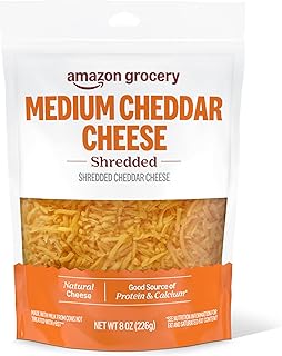 Amazon Grocery, Medium Cheddar Cheese, Shredded, 8 Oz