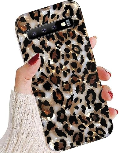 J.west Funda de leopardo para Galaxy S10 de 6.1 pulgadas, diseño de guepardo brillante de lujo para niñas y mujeres, diseño translúcido delgado de