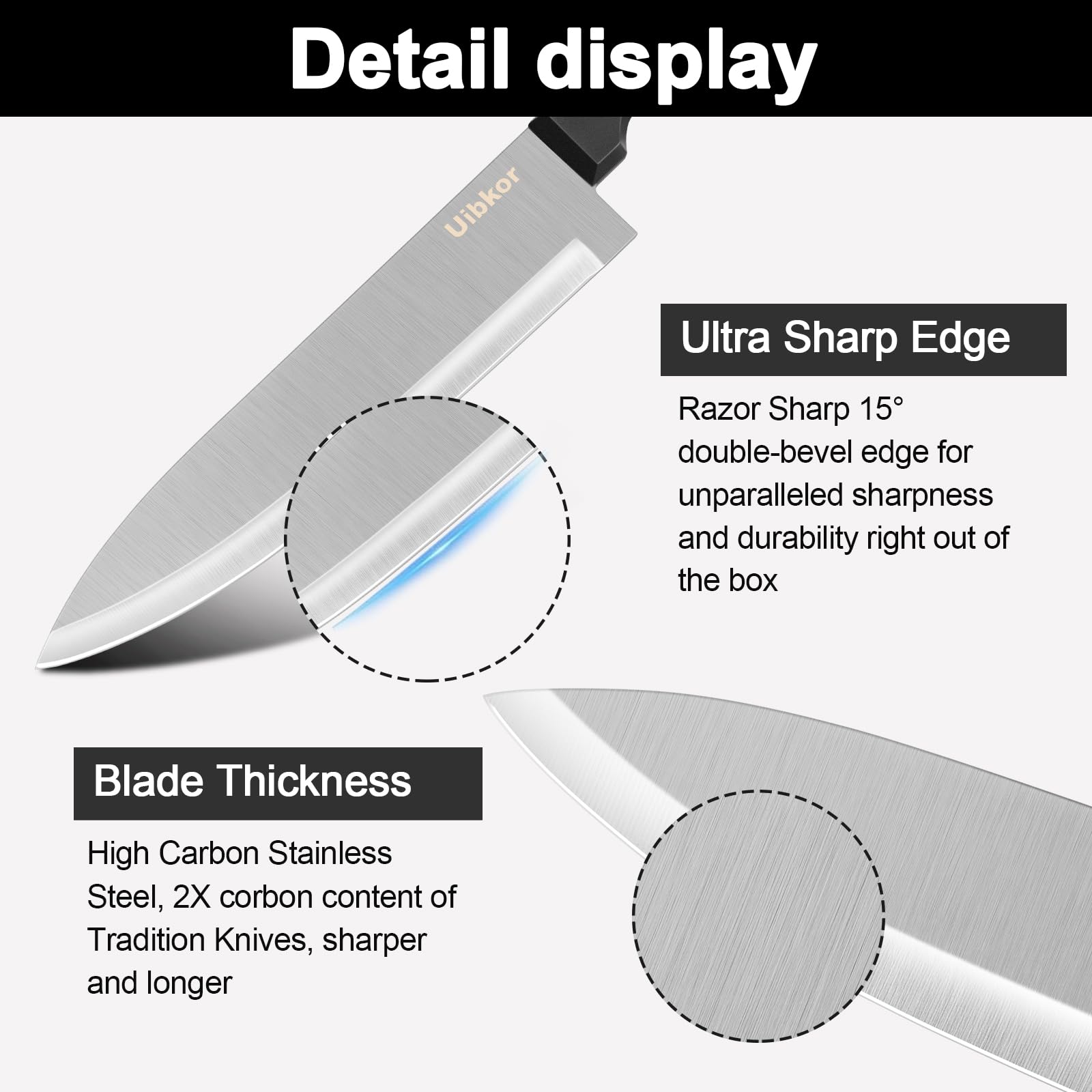 Kitchen Knife, 3-Pcs Knife Set, 8 Inch Chef Knife, 5 Inch Utility Knife — Amazon image 2