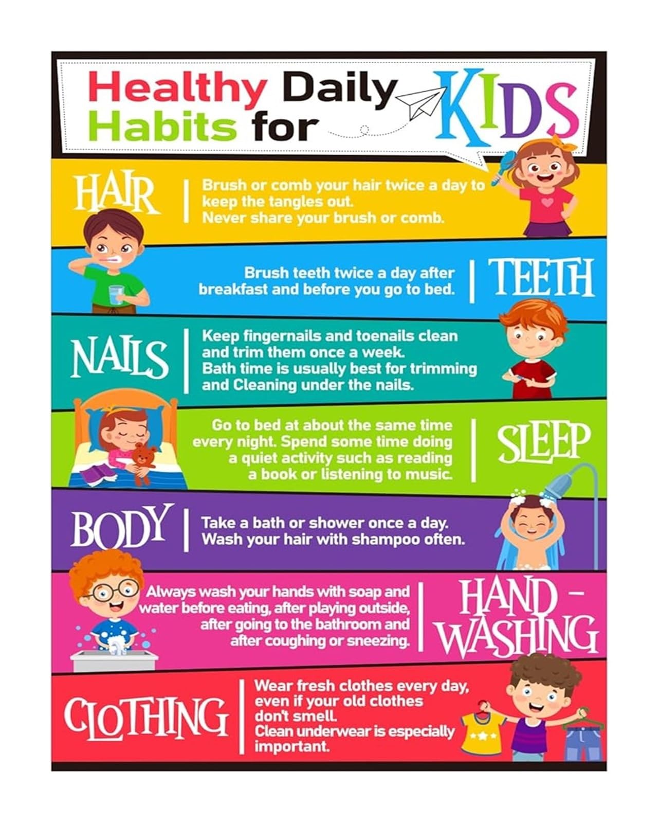 MQXFCZUX Daily Routine Chart for Healthy Habits Poster Classroom Decor for Preschool Kindergarten Teachers Framed,16x24inch(40x60cm)