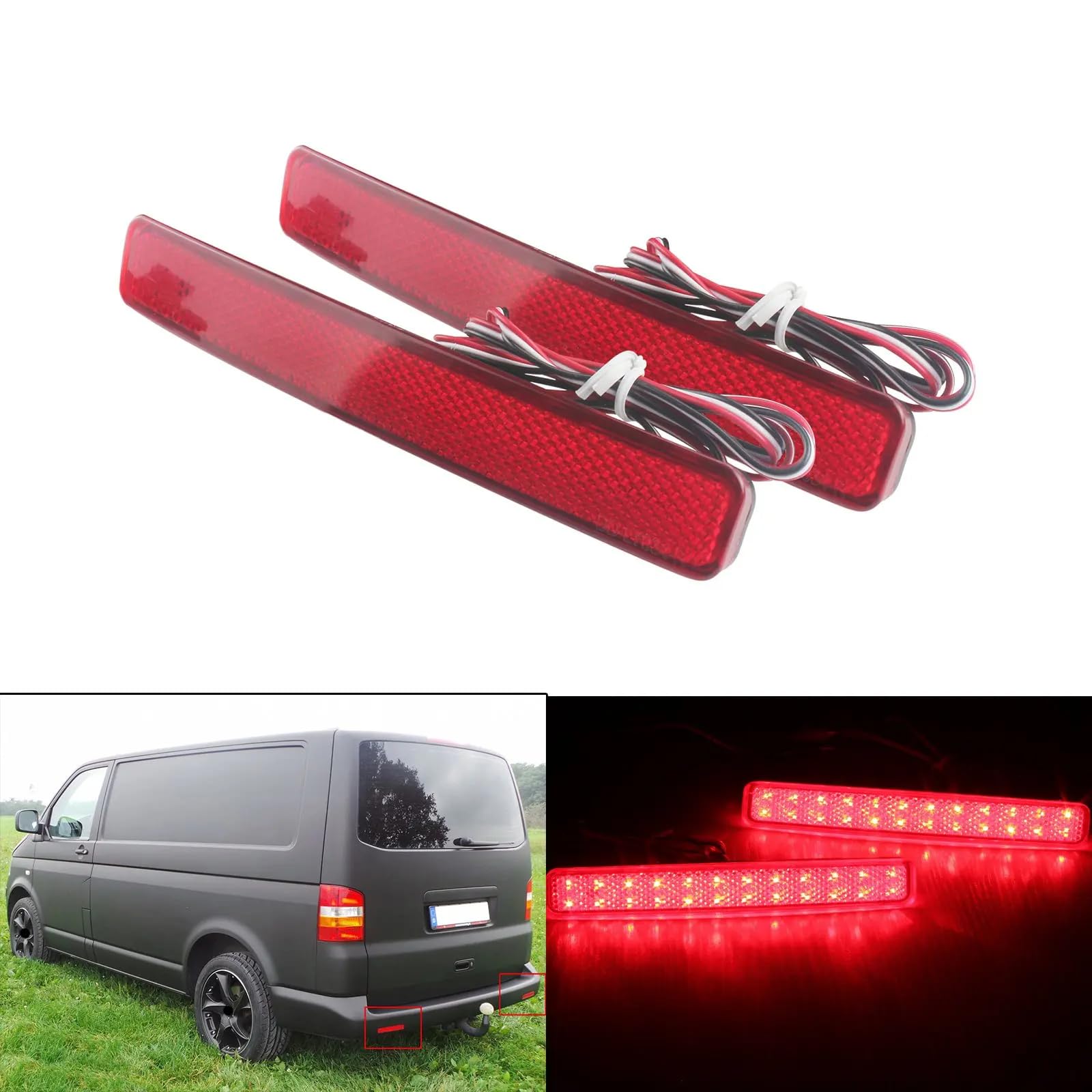 CCACHE Für V = W T5 Transporter 2003-2010, 2 Stück Auto hintere Stoßstange Reflektor Lampe Rücklicht