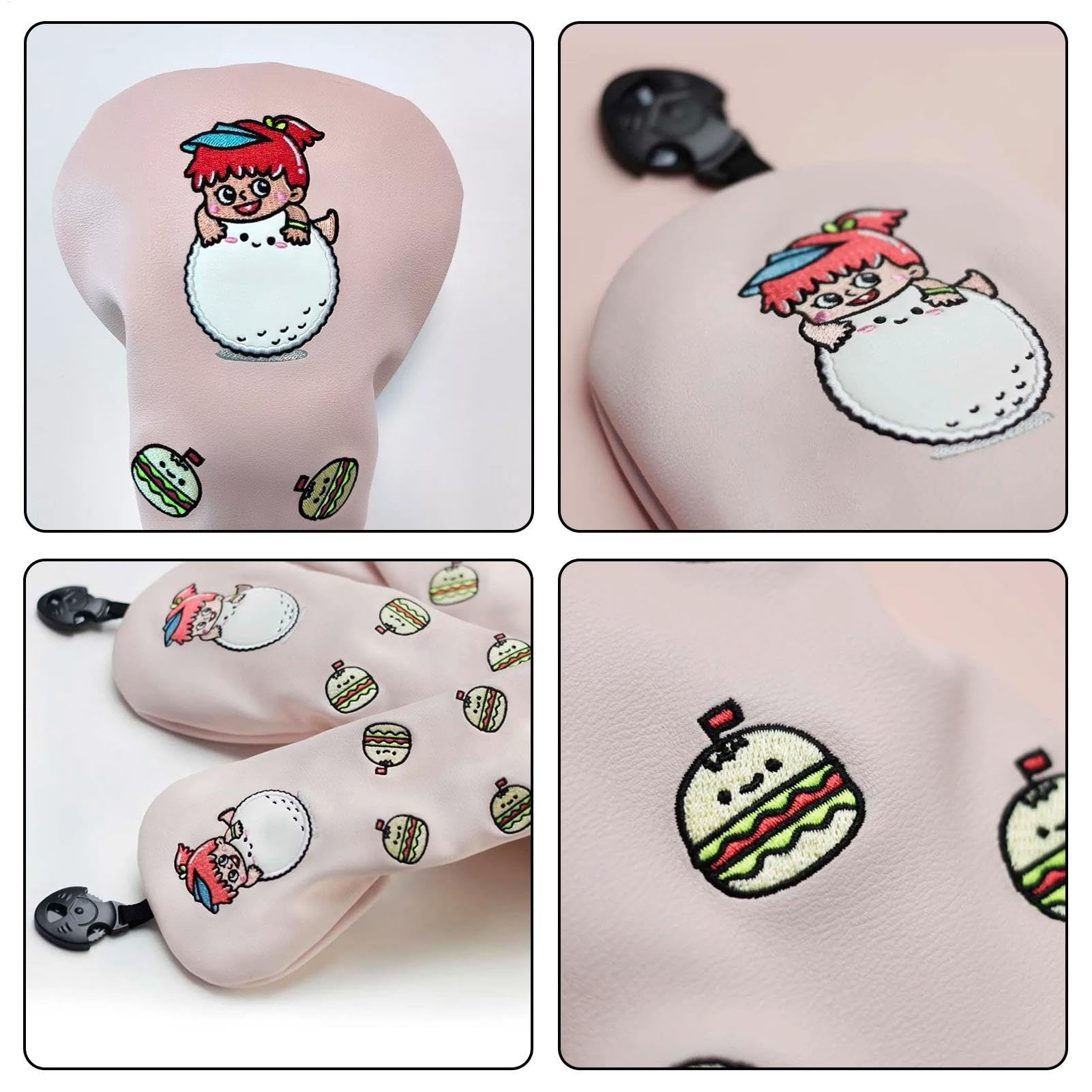 Golf Wood Club Headcovers, 3-teilig, langer Halsausschnitt, PU-Schutzhülle, atmungsaktiv, Golf Club Headcovers, Golf Club Head Cover mit Nummernschildern, schützenden Holzclubabdeckungen
