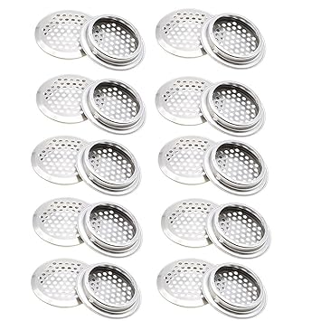 COMOK 20Pcs Air Vents 53mm/2inch Circular Soffit Vent Stainless Steel Round Vent Mesh Hole Louver for Kitchen, Bathroom, Cabinet, Wardrobe and Shoe Cabinet