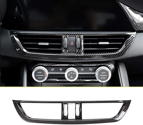 Miniatura 1 de Marco de ventilación de salida de aire acondicionado para consola central de automóvil ABS para Alfa Romeo Giulia 2017-2020 (fibra de carbono)