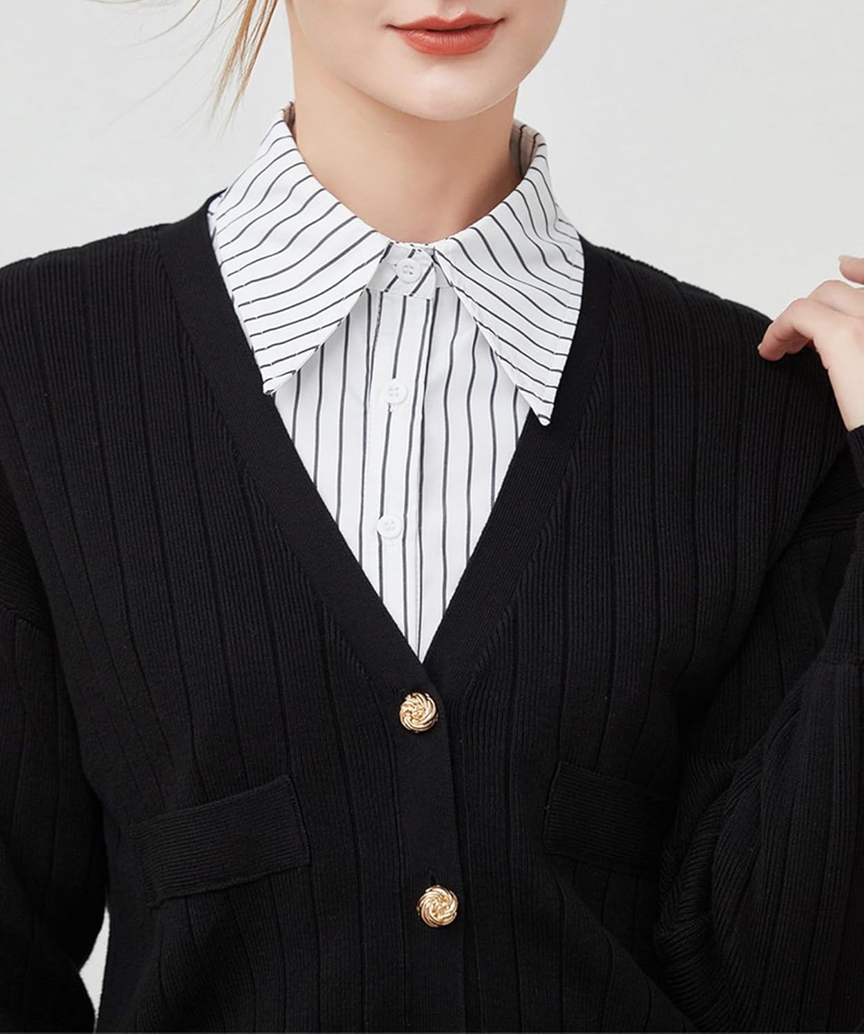 GUZOSJO Blue Striped Detachable Collar Shirt,Dickey Half Blouse False Collar for Lady Girls Men - Image 5