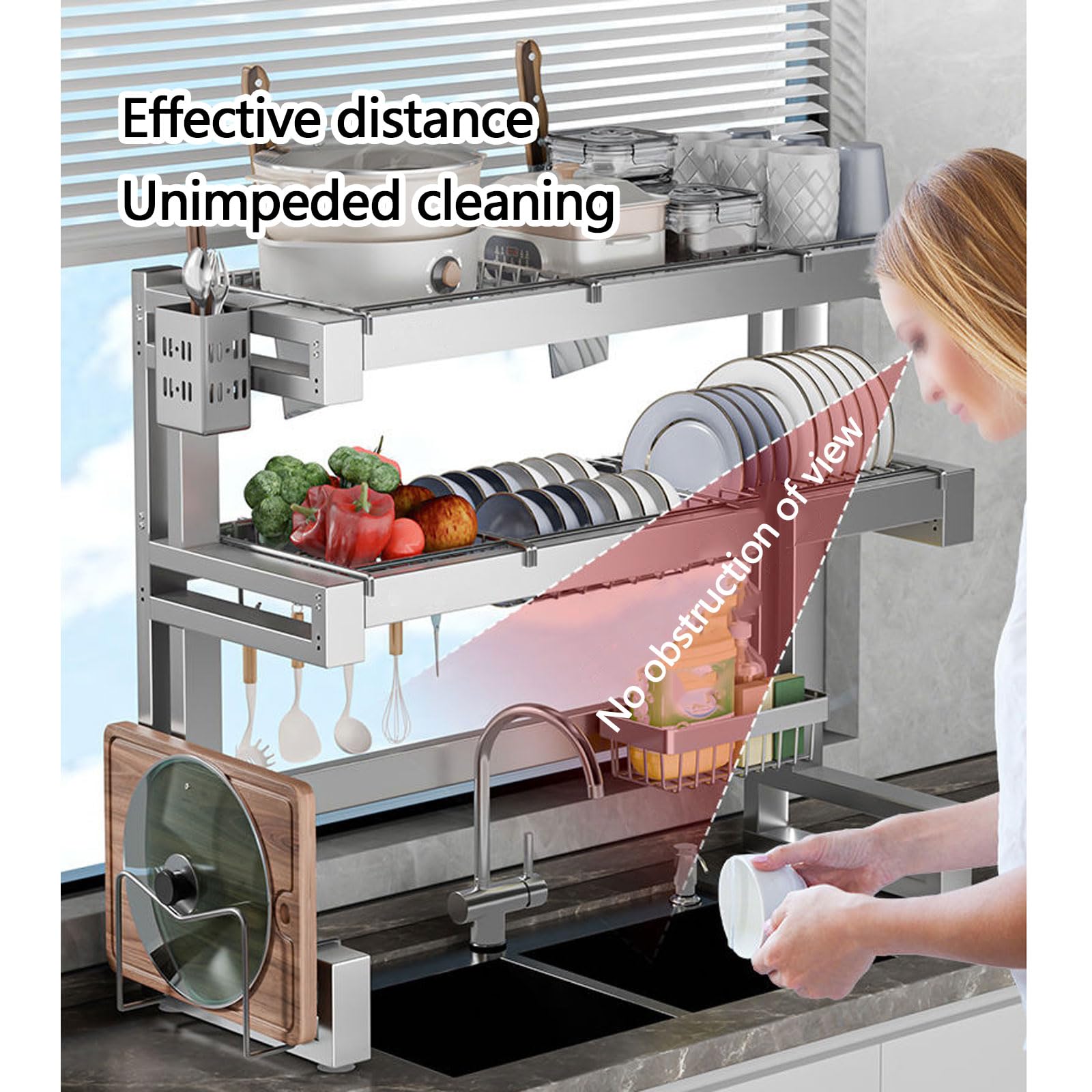 Escurridor De Platos De Acero Inoxidable para Colocar sobre El Fregadero: Estante De Drenaje Que Ahorra Espacio, Amplia Superficie De Drenaje, Ideal para El Almacena