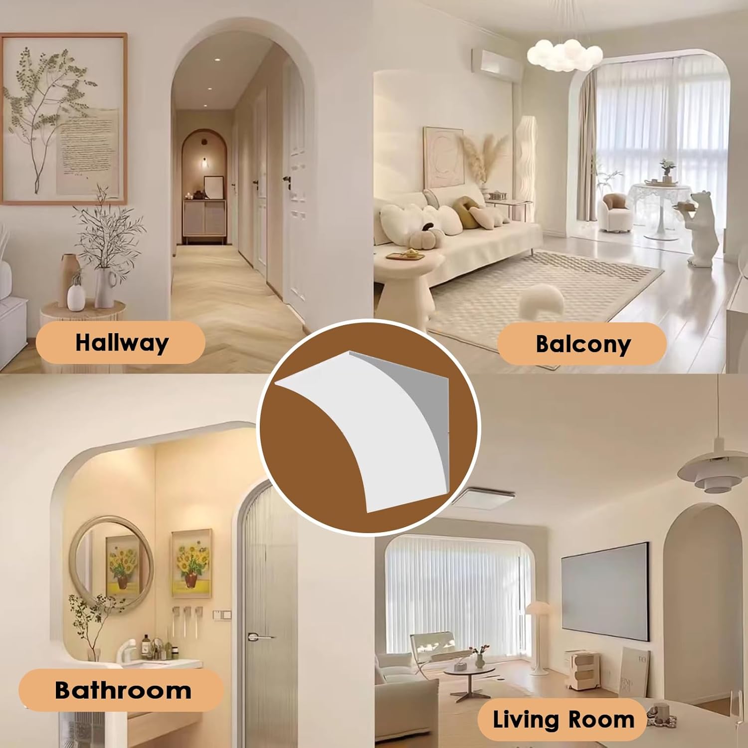 Foam Customizable Arch Doorway Kit 2 Pack Precurved Half Circle Wall Molding Lightweight Decorative Trim for Home Cafe Office Restaurant Renovations 21x21x21cm 8.3x8.3x8.3cm