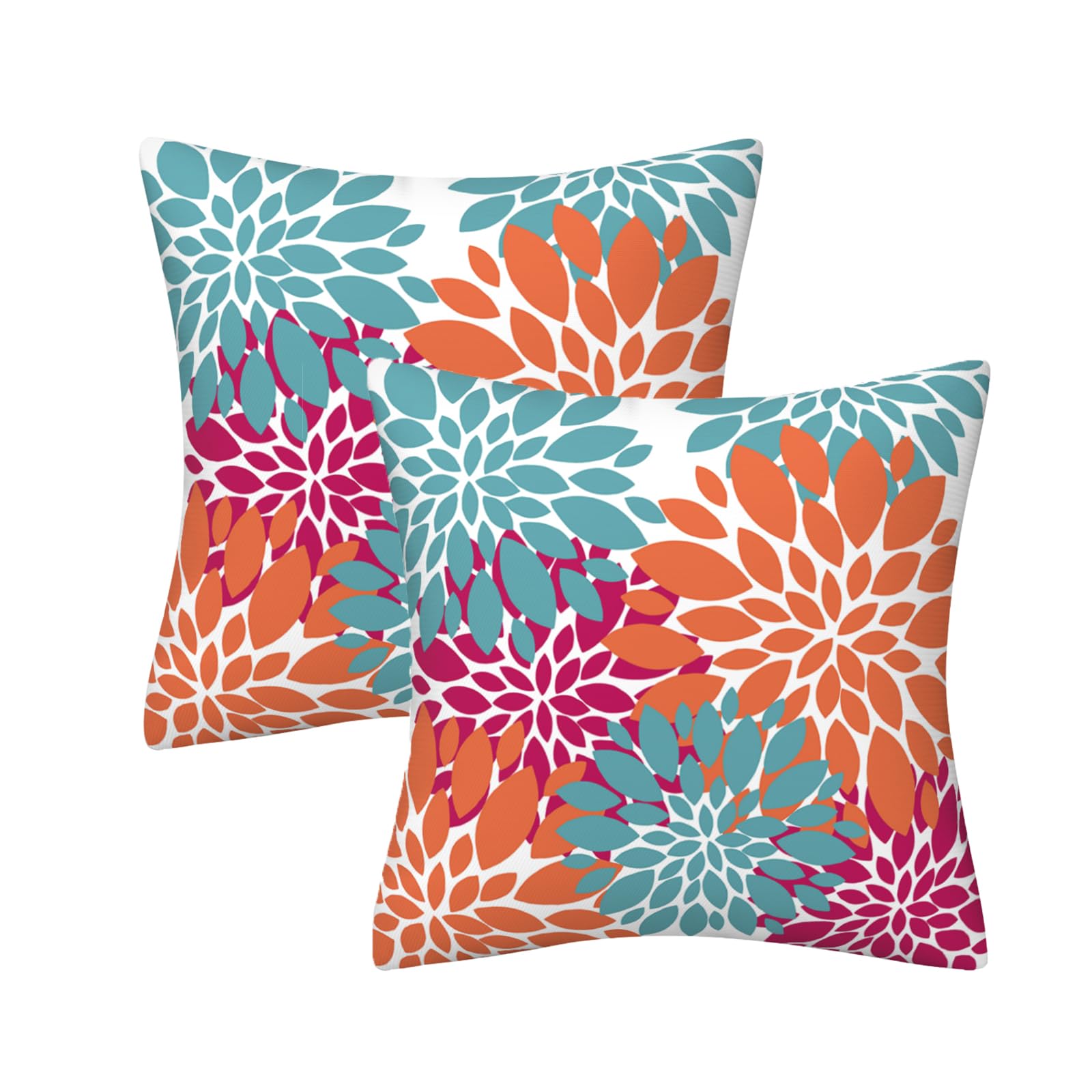 AHAHM Blue Pink Yellow Dahlia Floral Throw Pillows Farmhouse Decorative Throw Pillow Case Indoor Outdoor Cushion Cover Spring Summer Pillowcase for