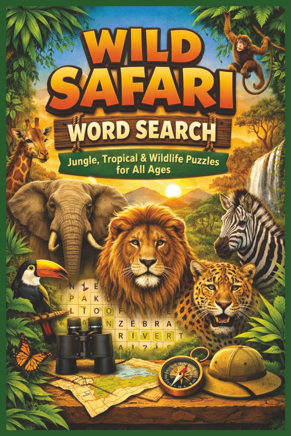 Wild Safari Word Search: Jungle, Tropical & Wildlife Puzzles for All Ages: 50 Fun Word Search Puzzles Featuring Animals, Jungles & Wildlife Adventures (Word search books collection)