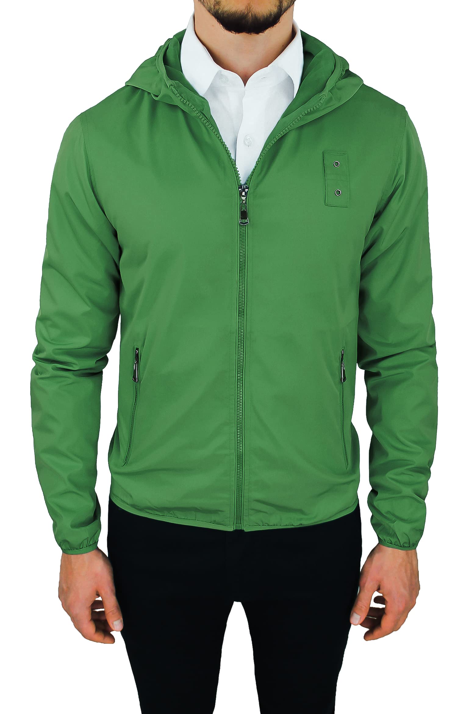 Evoga Giubbotto Giacca Uomo Codice Articolo 392115 Primavera Estate Slim Fit Tecnico Impermeabile Cerniera Manica Lunga Tasche Laterali con Zip Foderato Interno