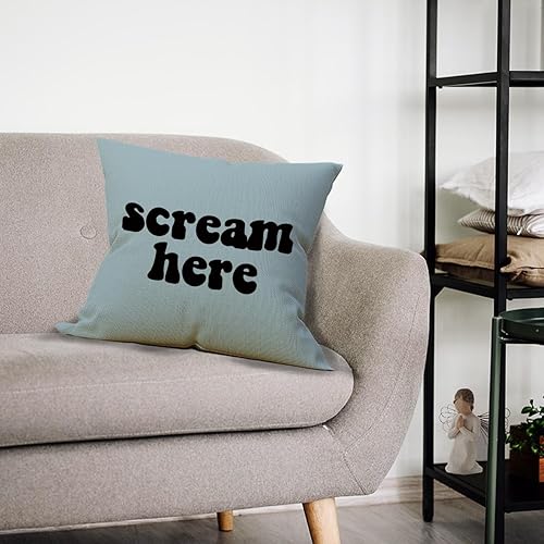 Miniatura 2 de Mancheng-zi Funny Scream Decor - Fundas de almohada de 18 x 18 pulgadas, almohadas divertidas, almohadas divertidas, almohadas decorativas