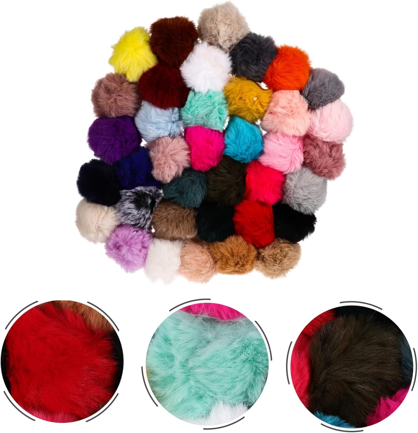 DOITOOL 37pcs Faux Fur Puff Balls Fuzzy Hat Adornments Artificial Fur Ball Pendants