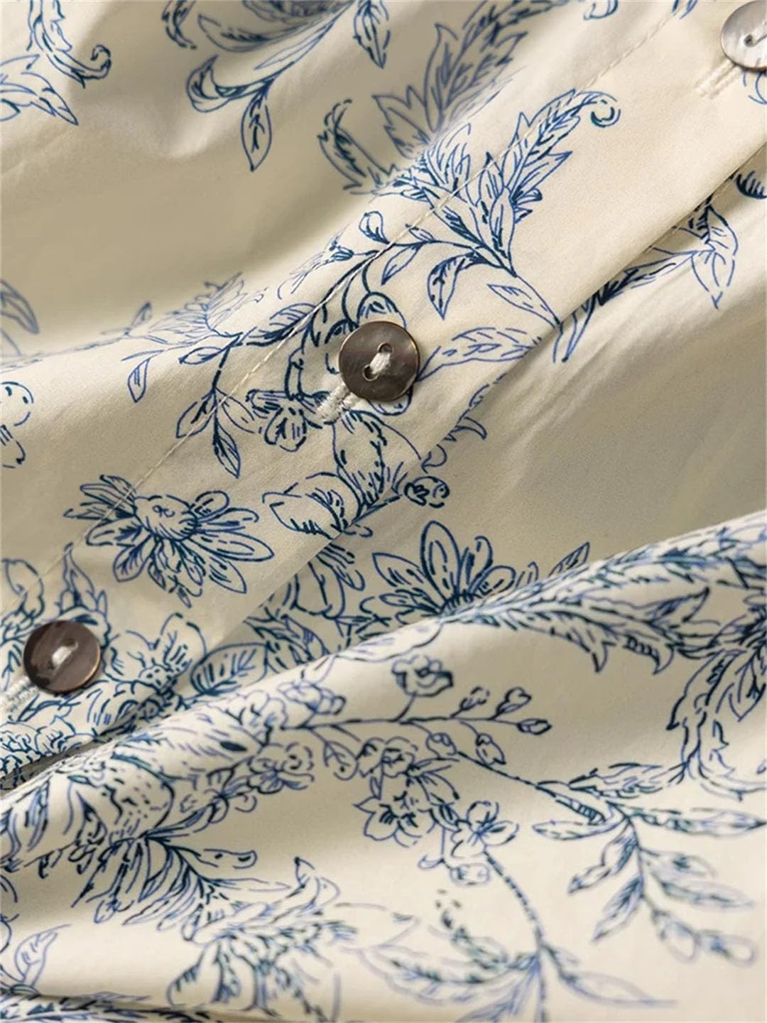 Camisas con estampado floral para mujer, 100% algodón, cuello redondo, blusas