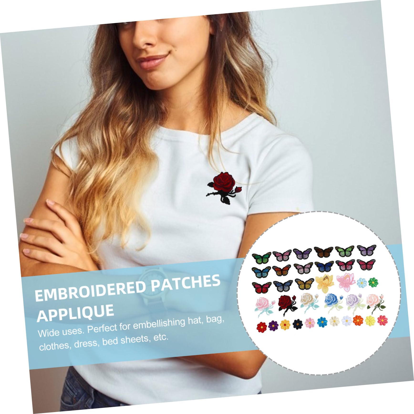 OSALADI 2 Set Toppe Ricamo Farfalle E Da Adesivi Termoadesivi Per Abbigliamento Borse E Accessori Facili Da Applicare Con Cucitura O Stiro 36 Pezzi*2