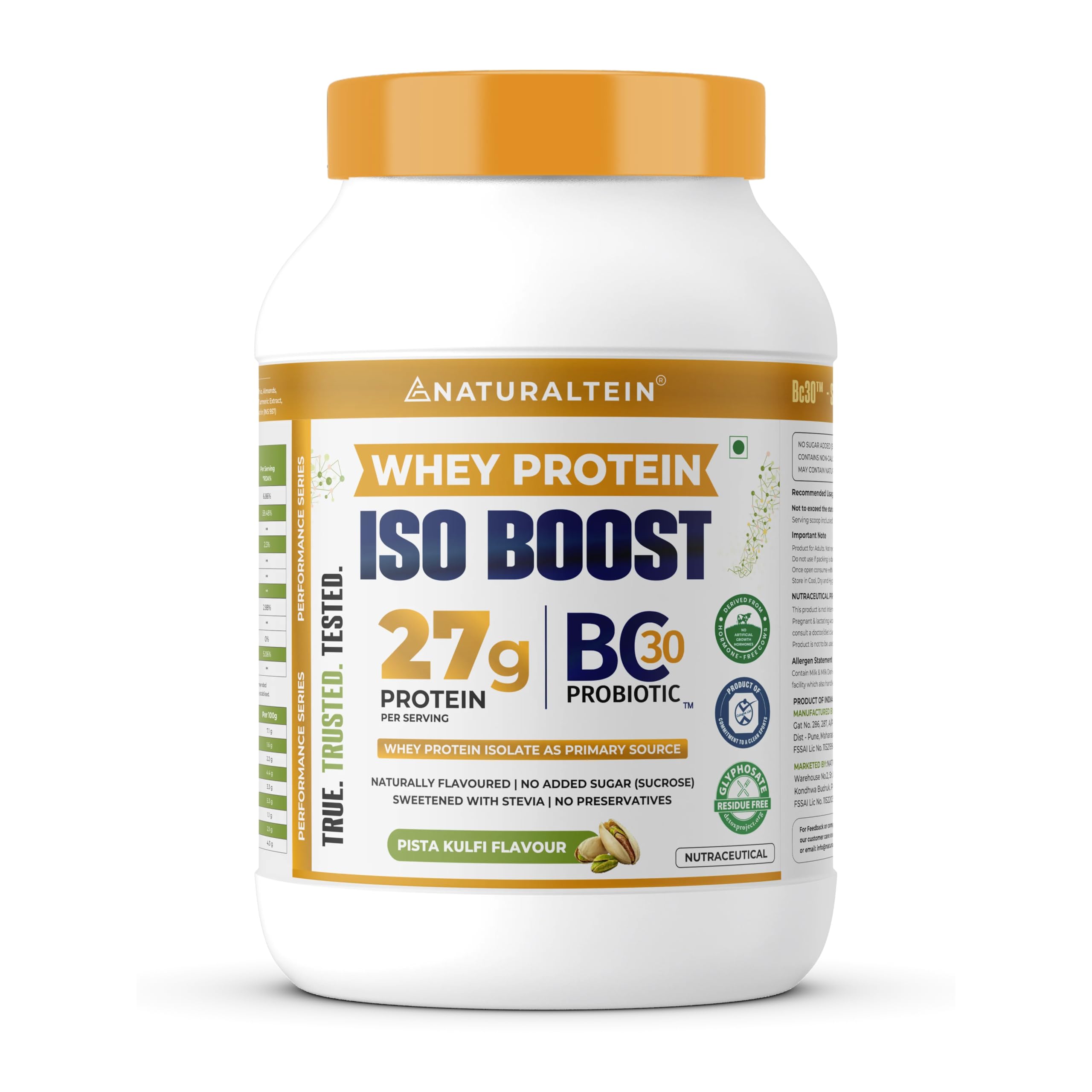 Naturaltein Whey Protein ISO BOOST – 1kg (Pista Kulfi Flavour) | 27g Protein per Serving | Naturally Flavoured | No Added Sugar | Sweetened with Stevia | No Preservatives | Clean, Light & Easy to Digest-image-42