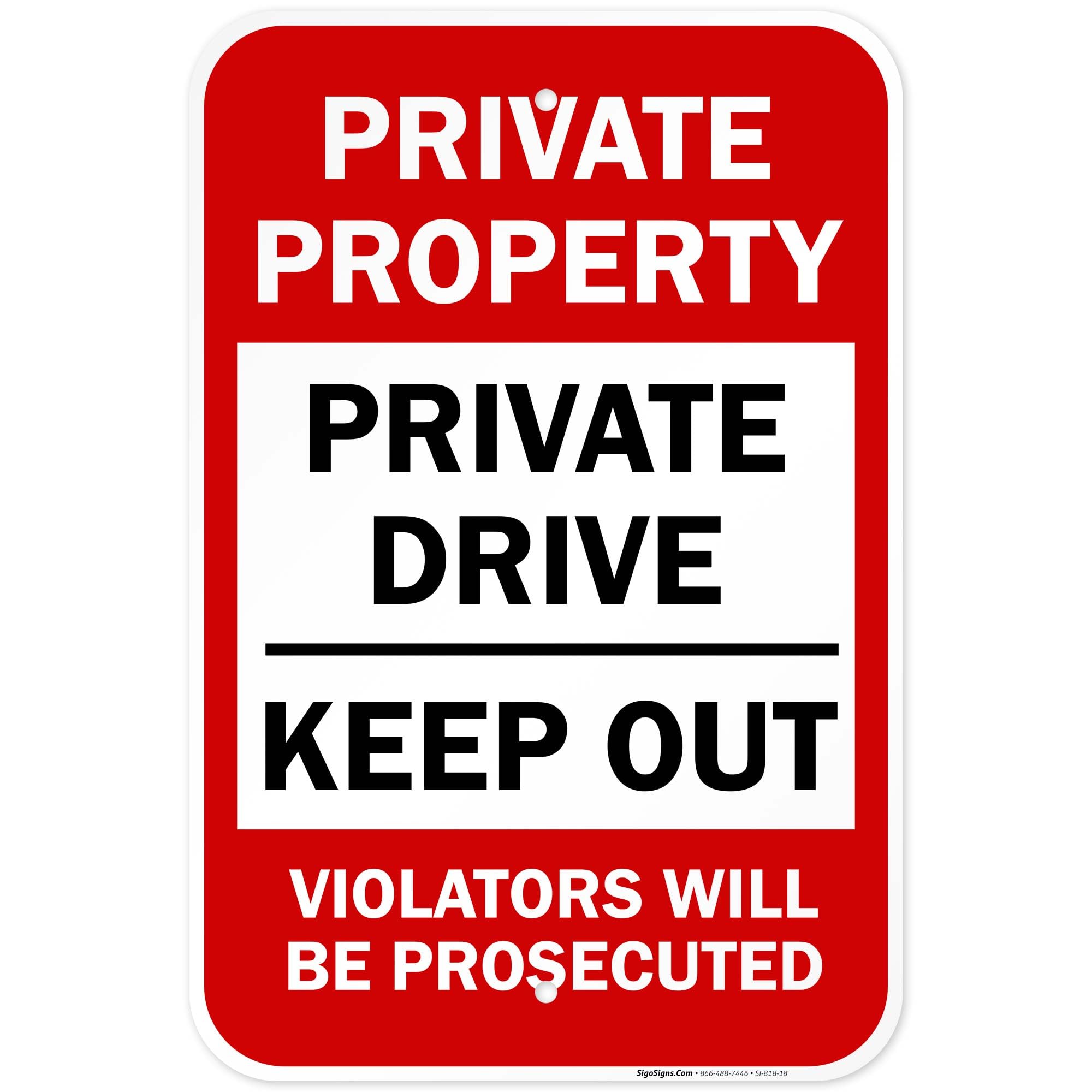 Signo Signs Panneau de propriété privée avec inscription « Private Drive », 30,5 x 45,7 cm, en aluminium antirouille, résistant à la décoloration, montage facile, utilisation intérieure/extérieure