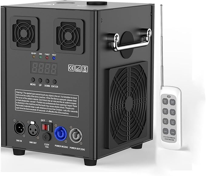Electronic Machine LCD Display 700W Stage Equipment 6.5-16.4ft(2-5m) DMX512 3CH Stage Equipment Machine for Indoor and Outdoor Performances Wedding Party Celebration, Black, 1 Pack