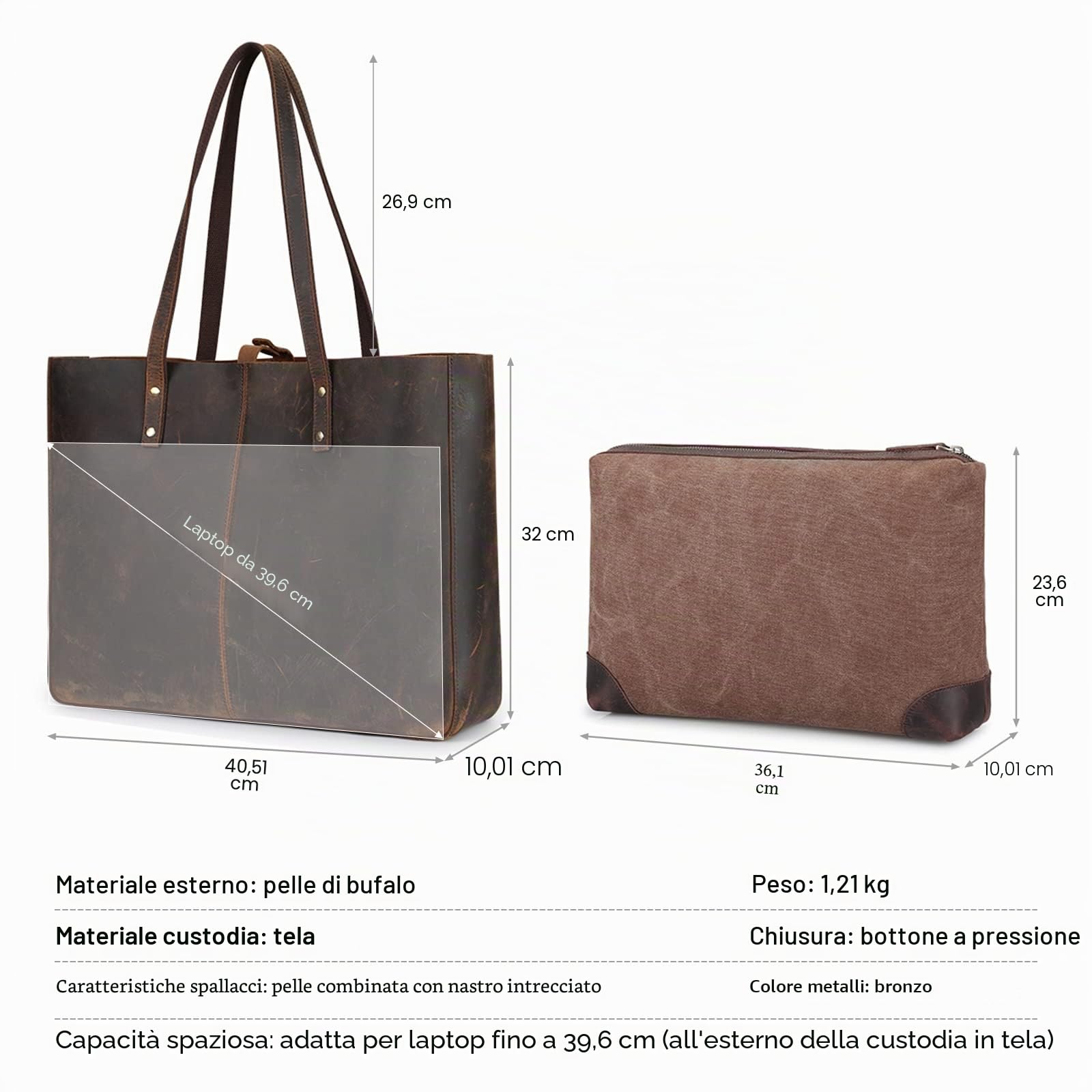 S-ZONE Donna Borsa a Tracolla Vintage Pelle di Cavallo Pazzo