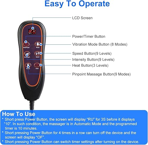 Miniatura 5 de Alfombrilla de masaje de cuerpo completo con calor, 9 velocidades de vibración, almohadilla de masaje de espalda para cama, silla, almohadilla